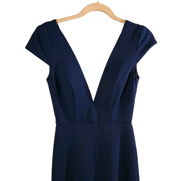 Jenny Yoo Collection Cara Cap Sleeve Plunging Bridesmaid Gown in Navy Women's 2 - Picture 3 of 7
